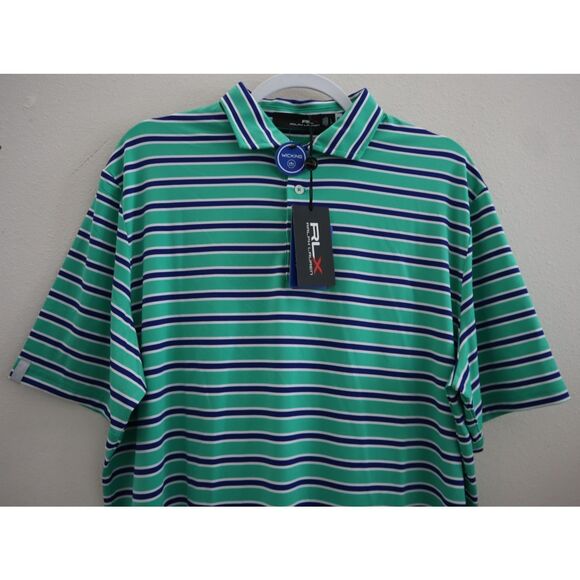 RLX Ralph Lauren Men's Sz L Green Multi Striped Golf Performance Polo Shirt - Picture 4 of 11